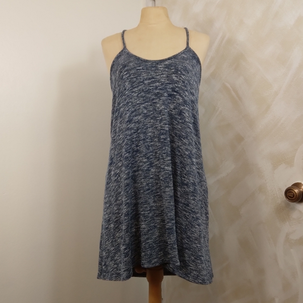 Size SP American Eagle Spaghetti Strap Sweater Dress Racer Back Heather Blue